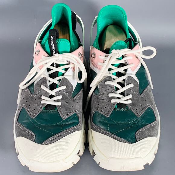 CALVIN KLEIN 205W39NYC 2018 Size 11 Green Grey Pink Color Block Leather Sneakers - Picture 4 of 8
